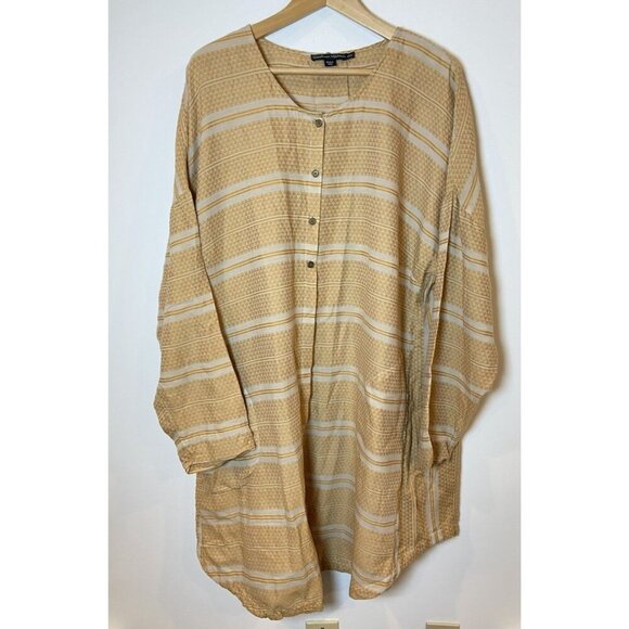 Gundrun Sjoden Tunic Blouse Button Front Cotton Orange Tan Size XXL - Picture 1 of 4